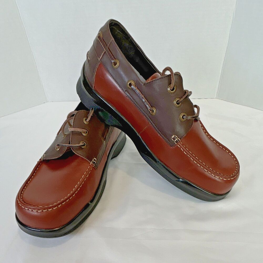 Apex B2900M Men’s Brown Leather Lace Up Boat Shoes US 12 EEEE Wide